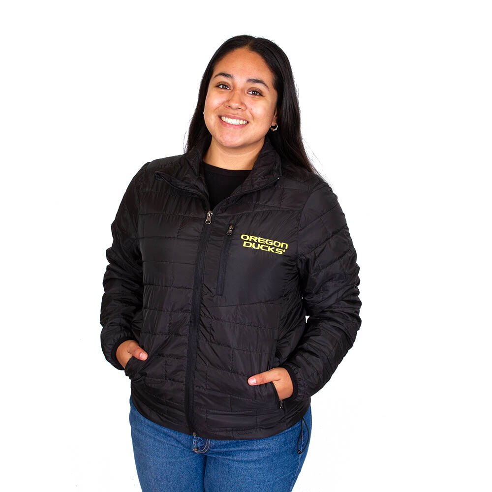 Oregon Ducks, Summit, Black, Coat/Jacket, Polyester, Women, Full Zip, Puff, 975745